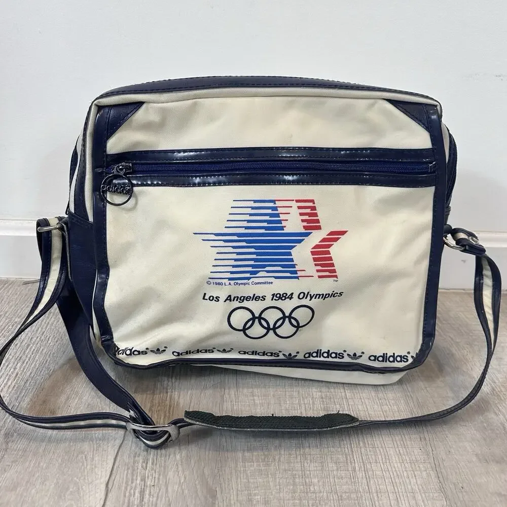 Vintage 1984 Los Angeles Olympics Sports Bag by Adidas 13” X 11” X 7” Canvas